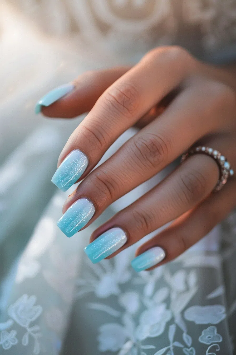 Pastel Glitter Wedding Nails