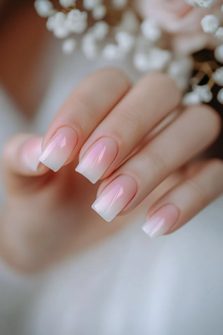 Pastel Sparkle Bridal Nails