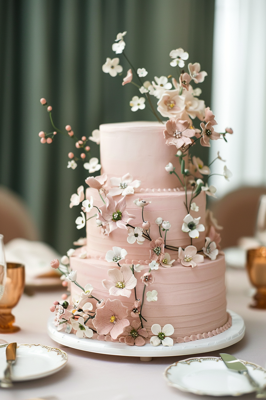 35+ Blush Pink Wedding Cake Ideas