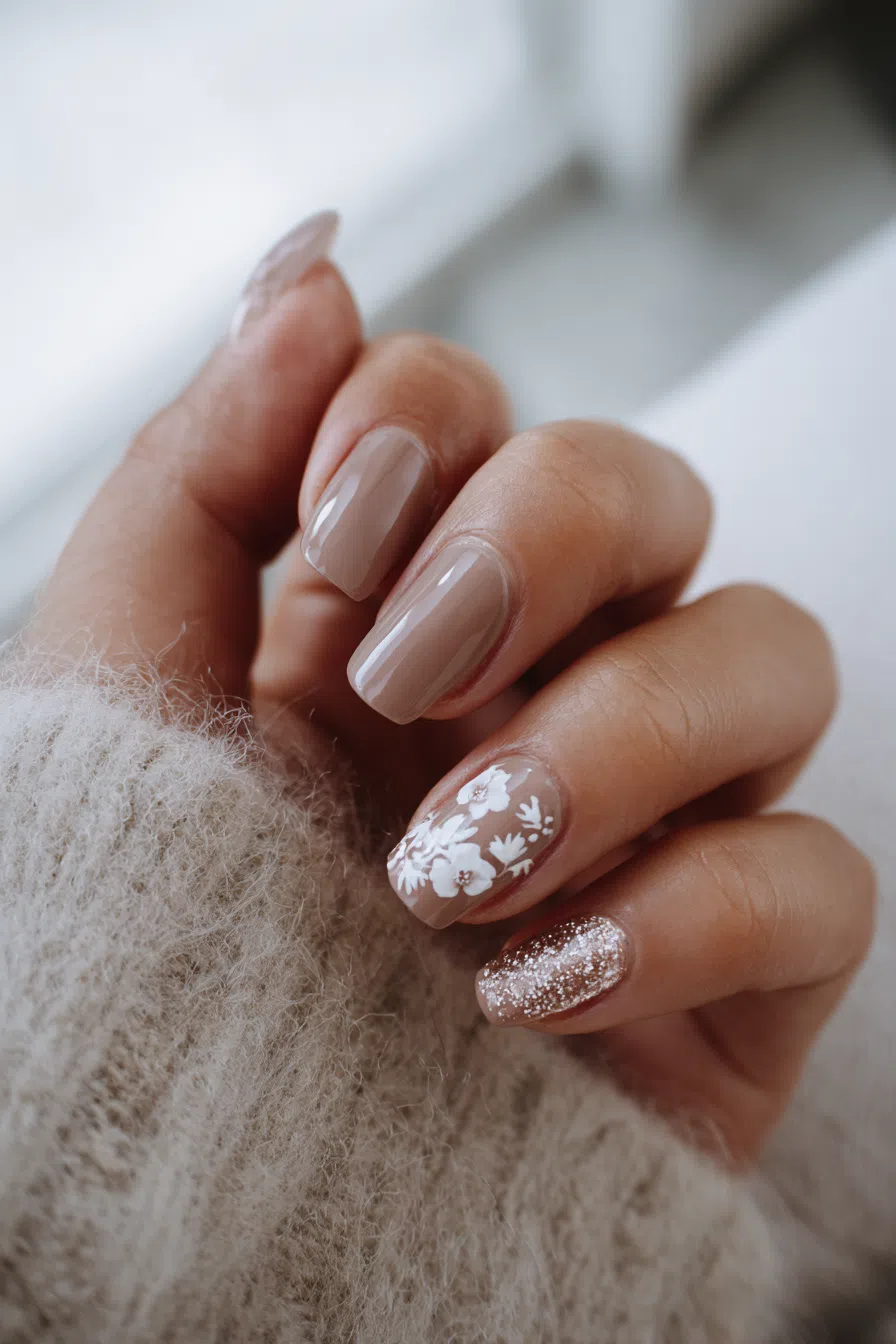 2025 Bridal Nails with Floral Elegance