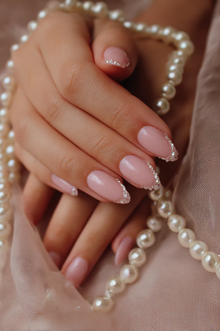 Romantic Pearl Nails for Wedding Day