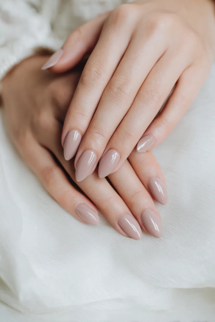 Elegant Almond Nails with Nude Base
