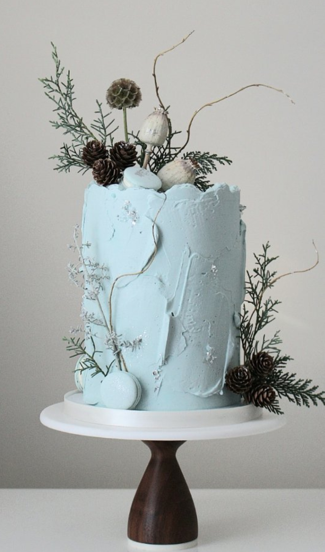 Winter Rugged Cake 20+ Winter Wedding Cakes
